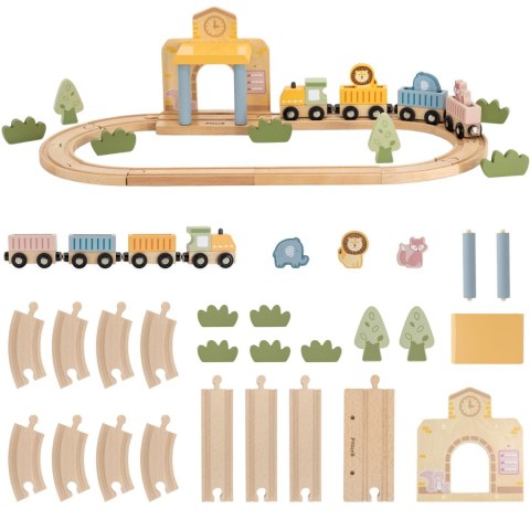 Viga Toys Viga PolarB Drewniany Zestaw Kolejowy 30 el.