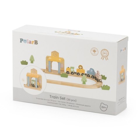 Viga Toys Viga PolarB Drewniany Zestaw Kolejowy 30 el.