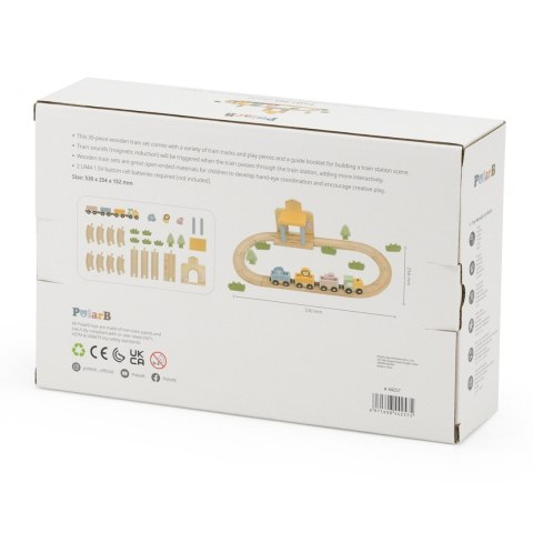 Viga Toys Viga PolarB Drewniany Zestaw Kolejowy 30 el.