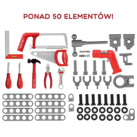 Woopie WOOPIE Duży Warsztat z Narzędziami dla Dzieci Zestaw Majsterkowicza Wiertarka Piła Młotek 50 el.