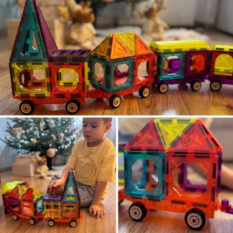 Woopie WOOPIE Klocki Magnetyczne 3D Zestaw Pociąg 71el.
