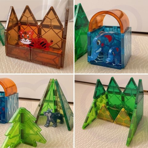 Woopie WOOPIE Klocki Magnetyczne Konstrukcyjne 3D Zestaw Edukacyjny Zwierzęta Dżungli 45el.
