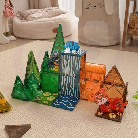 Woopie WOOPIE Klocki Magnetyczne Konstrukcyjne 3D Zestaw Edukacyjny Zwierzęta Dżungli 45el.