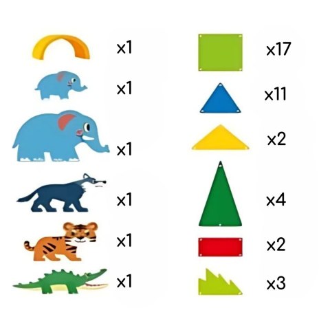 Woopie WOOPIE Klocki Magnetyczne Konstrukcyjne 3D Zestaw Edukacyjny Zwierzęta Dżungli 45el.