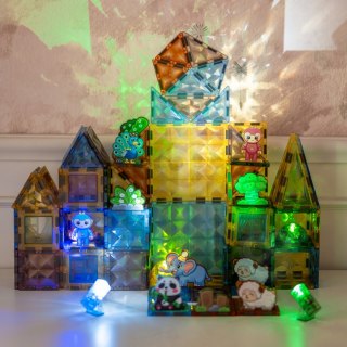 Woopie WOOPIE Klocki Magnetyczne Konstrukcyjne Świecące 3D Świat Zwierząt 124el.