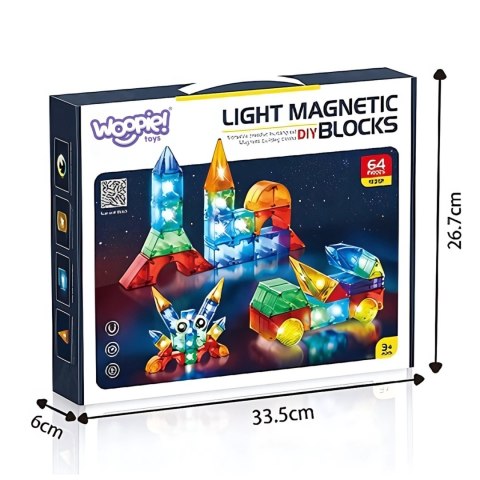 Woopie WOOPIE Klocki Magnetyczne Konstrukcyjne Sześciany 3D Zestaw Edukacyjny 63 el.
