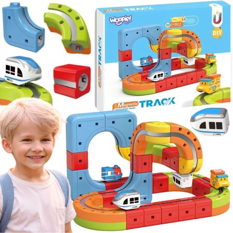 Woopie WOOPIE Magiczna Kolejka Kostkowa Klocki Konstrukcyjne Tor Antygrawitacyjny Magnetyczny 32el.