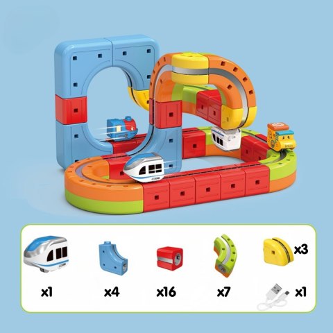 Woopie WOOPIE Magiczna Kolejka Kostkowa Klocki Konstrukcyjne Tor Antygrawitacyjny Magnetyczny 32el.