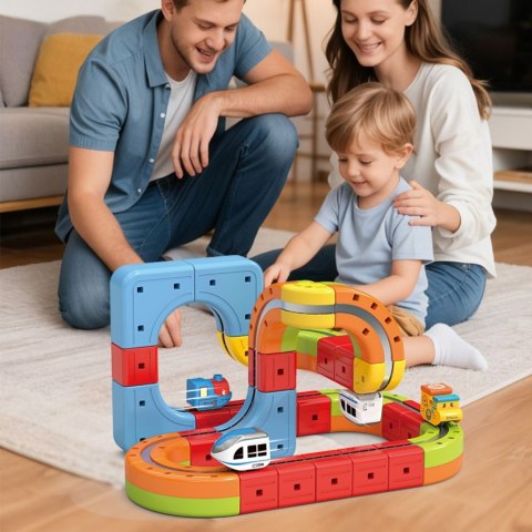 Woopie WOOPIE Magiczna Kolejka Kostkowa Klocki Konstrukcyjne Tor Antygrawitacyjny Magnetyczny 68el.