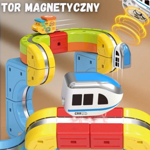 Woopie WOOPIE Magiczna Kolejka Kostkowa Klocki Konstrukcyjne Tor Antygrawitacyjny Magnetyczny 68el.