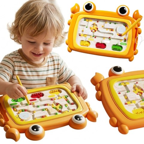 Woopie WOOPIE Tablica Magnetyczna Montessori Labirynt Krab Pomarańczowa