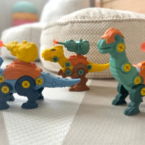 Woopie WOOPIE Zestaw Dinozaury do Skręcania 3 szt. Zestaw Konstrukcyjny w Pudełku + Wiertarka i Śrubokręt