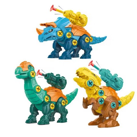 Woopie WOOPIE Zestaw Dinozaury do Skręcania 3 szt. Zestaw Konstrukcyjny w Pudełku + Wiertarka i Śrubokręt