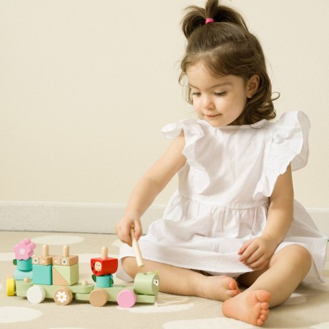 Classic World CLASSIC WORLD Montessori Kolejka Gąsienica Drewniana Układanka