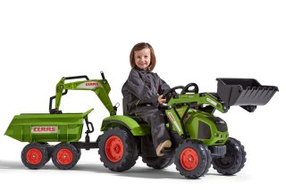 FALK FALK Traktor CLAAS na Pedały z Przyczepą, Łyżką i Spychaczem od 3 Lat