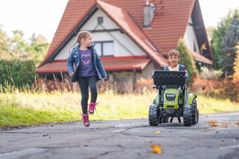 FALK FALK Traktor CLAAS na Pedały z Przyczepą, Łyżką i Spychaczem od 3 Lat