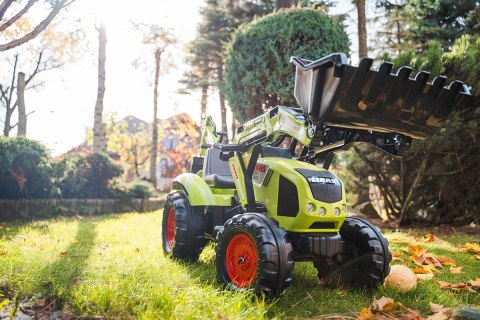 FALK FALK Traktor CLAAS na Pedały z Przyczepą, Łyżką i Spychaczem od 3 Lat