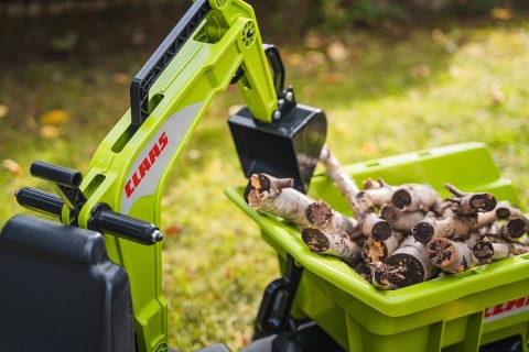 FALK FALK Traktor CLAAS na Pedały z Przyczepą, Łyżką i Spychaczem od 3 Lat