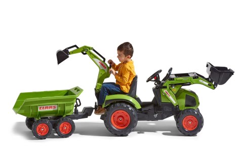 FALK FALK Traktor CLAAS na Pedały z Przyczepą, Łyżką i Spychaczem od 3 Lat
