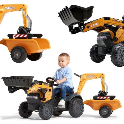 FALK FALK Traktor na Pedały CASE z Łyżką Koparką i Przyczepą 2-5 lat