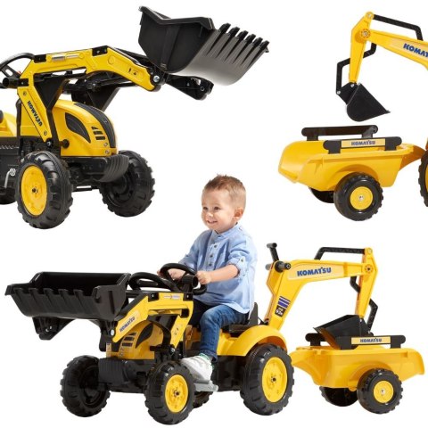FALK FALK Traktor na Pedały Komatsu z Łyżką Koparką i Przyczepą 2-5 lat