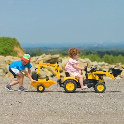 FALK FALK Traktor na Pedały Komatsu z Łyżką Koparką i Przyczepą 2-5 lat