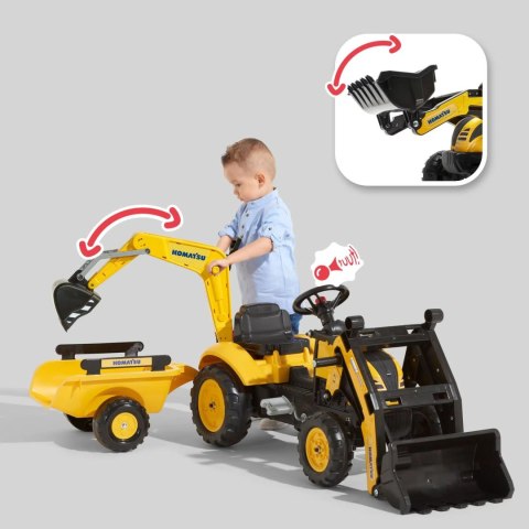 FALK FALK Traktor na Pedały Komatsu z Łyżką Koparką i Przyczepą 2-5 lat