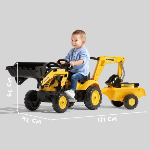 FALK FALK Traktor na Pedały Komatsu z Łyżką Koparką i Przyczepą 2-5 lat