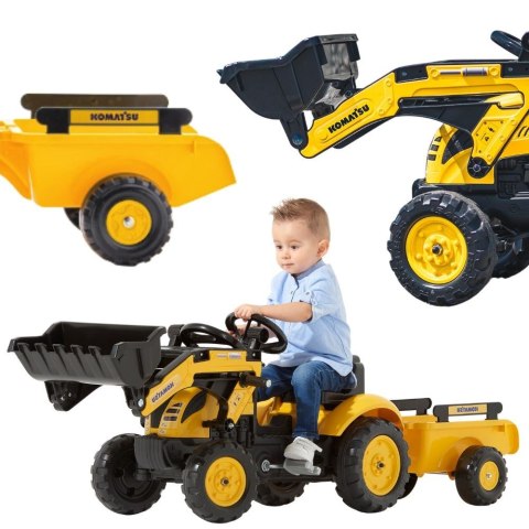 FALK FALK Traktor na Pedały Koparka Komatsu z Przyczepą i Łyżką 2-5 Lat