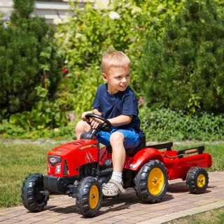 FALK FALK Traktor na Pedały Supercharger z Przyczepą i Otwieraną Maską Czerwony 2-5 lat