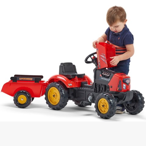FALK FALK Traktor na Pedały Supercharger z Przyczepą i Otwieraną Maską Czerwony 2-5 lat