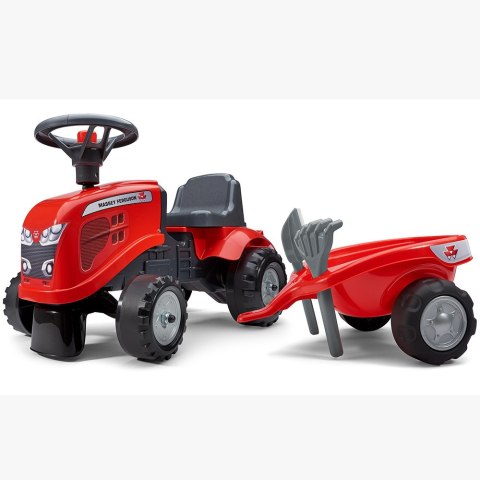 FALK FALK Traktorek Baby Massey Ferguson Czerwony z Przyczepką + akc. od 1-3 lat