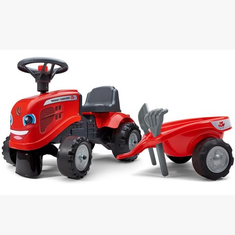 FALK FALK Traktorek Baby Massey Ferguson Czerwony z Przyczepką + akc. od 1-3 lat