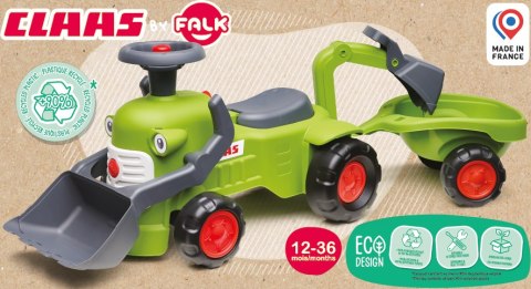 FALK FALK Traktorek Claas Jeździk z Przyczepką Ładowarką i Łyżką