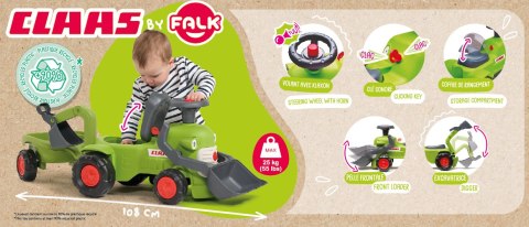 FALK FALK Traktorek Claas Jeździk z Przyczepką Ładowarką i Łyżką