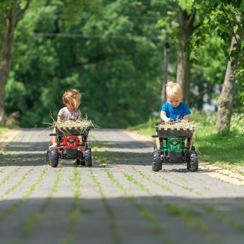 FALK FALK Traktorek Supercharger Czerwony Otwierana Maska z Przyczepką + Łyżka Od 2 Lat
