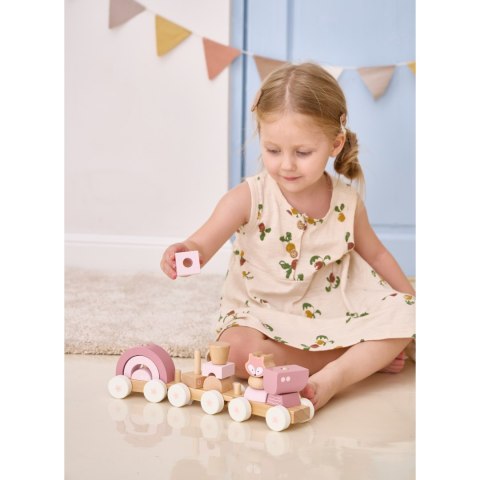 Viga Toys VIGA PolarB Różowa Kolejka Pociąg z Wagonikami Klocki