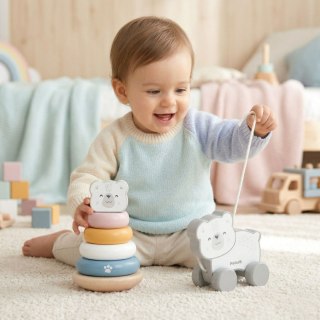 Viga Toys Viga PolarB ZESTAW Drewniana Piramidka + Miś na Sznurku 12m+