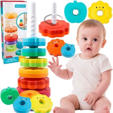 Woopie Baby WOOPIE BABY Edukacyjna Piramidka Zakręcona Wieża Zwierzątka