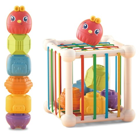 Woopie Baby WOOPIE BABY Elastyczna Kostka Sensoryczna Sorter dla Dzieci Zwierzątka + Grzechotka 7 el.