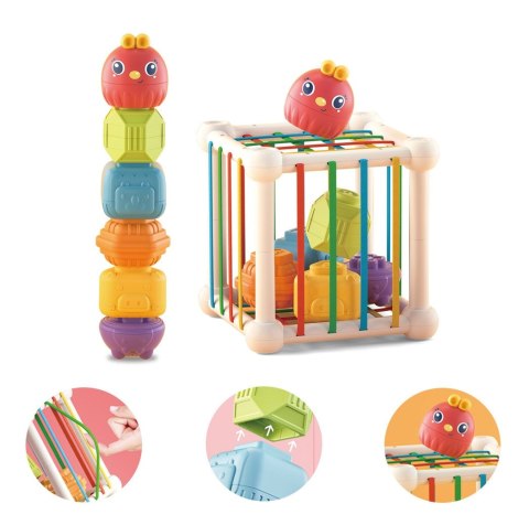 Woopie Baby WOOPIE BABY Elastyczna Kostka Sensoryczna Sorter dla Dzieci Zwierzątka + Grzechotka 7 el.