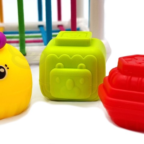 Woopie Baby WOOPIE BABY Elastyczna Kostka Sensoryczna Sorter dla Dzieci Zwierzątka + Grzechotka 7 el.