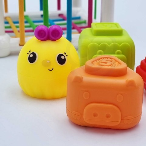 Woopie Baby WOOPIE BABY Elastyczna Kostka Sensoryczna Sorter dla Dzieci Zwierzątka + Grzechotka 7 el.