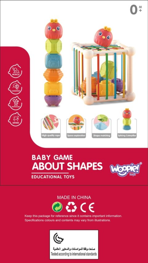 Woopie Baby WOOPIE BABY Elastyczna Kostka Sensoryczna Sorter dla Dzieci Zwierzątka + Grzechotka 7 el.