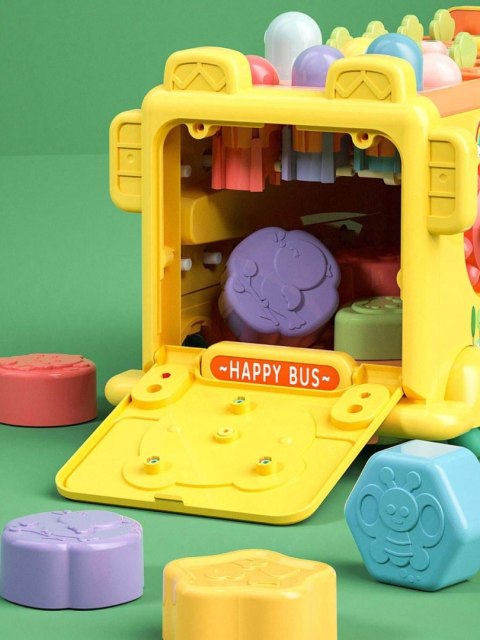 Woopie Baby WOOPIE BABY Interaktywny Autobus Montessori Edukacyjny 6w1 Młoteczek Cymbałki +18 m