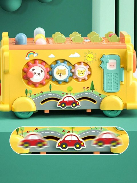Woopie Baby WOOPIE BABY Interaktywny Autobus Montessori Edukacyjny 6w1 Młoteczek Cymbałki +18 m