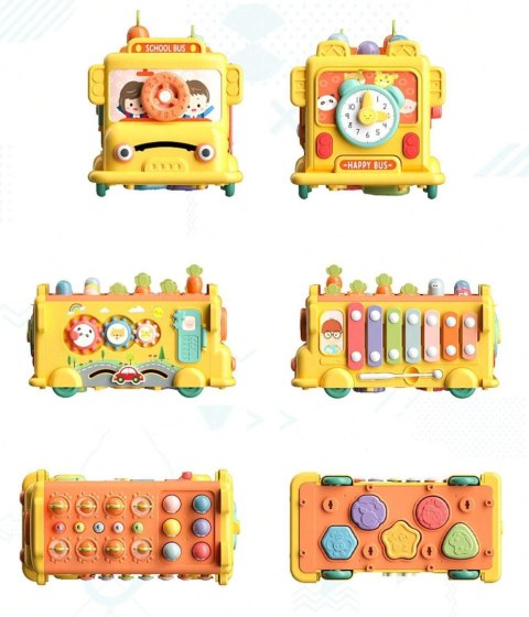 Woopie Baby WOOPIE BABY Interaktywny Autobus Montessori Edukacyjny 6w1 Młoteczek Cymbałki +18 m
