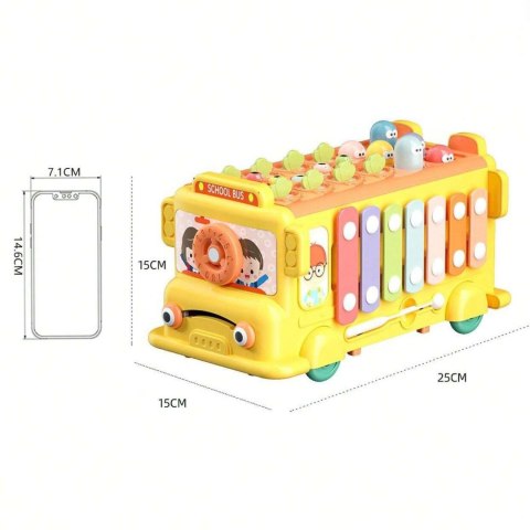 Woopie Baby WOOPIE BABY Interaktywny Autobus Montessori Edukacyjny 6w1 Młoteczek Cymbałki +18 m