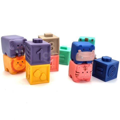 Woopie Baby WOOPIE BABY Klocki Sensoryczne Układanka do Ściskania Dźwięk Nauka Liczenia 12 el.