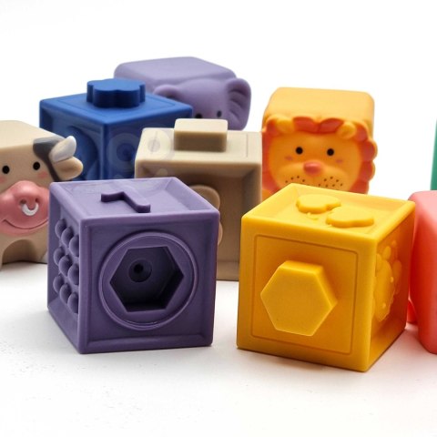 Woopie Baby WOOPIE BABY Klocki Sensoryczne Układanka do Ściskania Dźwięk Nauka Liczenia 12 el.